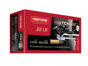 CARTOUCHE 22LR NORMA MATCH-22  BOITE DE 50X