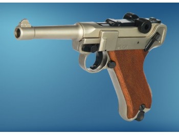 Pistolet Luger P08 Nickel à blanc Pistolet Luger P08 Nickel à blanc